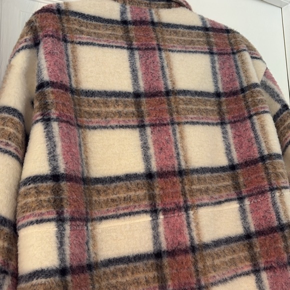 Zara Women's Teddy Jacket - Pink, Cream, and Black Plaid - Picture 4 of 4
